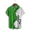 New Men's Shirt Summer Bowling Shirt Note Pattern Printed Daily Short Sleeve Button Comfortable Casual Men's Clothing