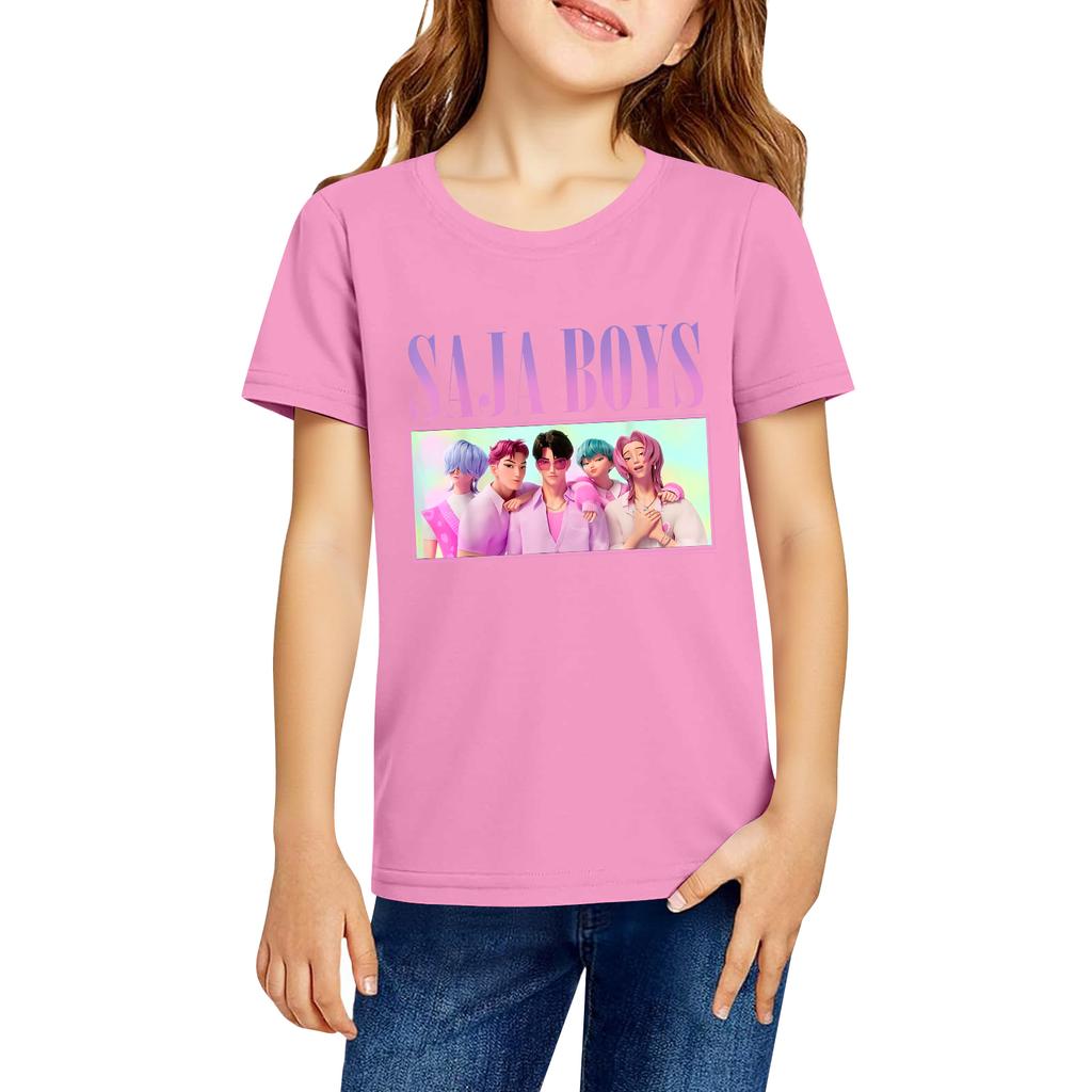 Fashionable Round Neck Short Sleeve Work Clothes Printed Tops For KID Summer Tops