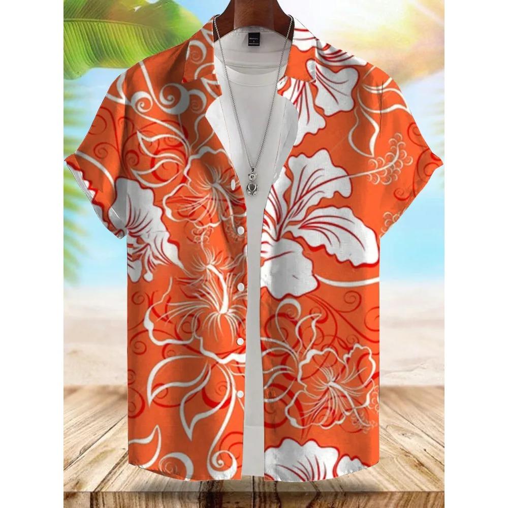 Seaside Hawaiian Style Men's Shirt Summer Vacation Casual Men's Short-sleeved Shirt Outdoor Beach Loose Comfortable Men's Shirt