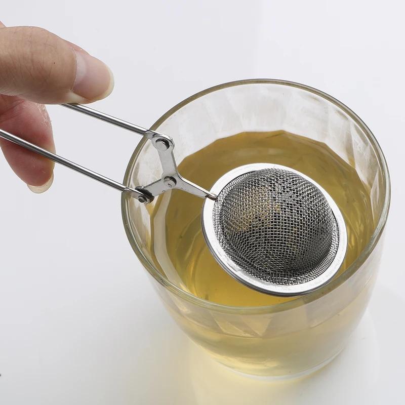 Tea Infuser Handle Tea Ball Sphere Mesh Tea Strainer Coffee Herb Spice Filter Diffuser Kitchen Gadget Stainless Steel