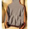Geometrischer Strickpullover mit Farbblock-Kanten für Damen Herbst