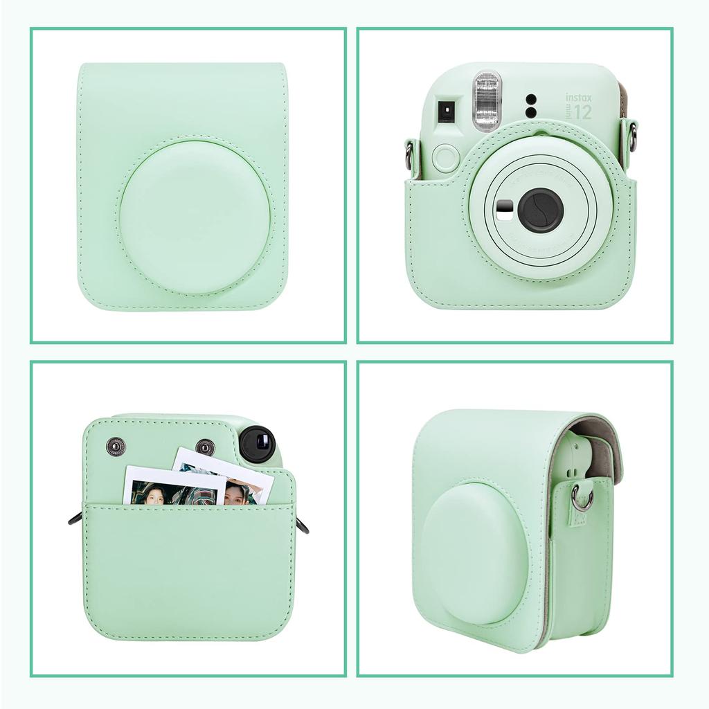 Kinokoo Instax Mini 12 Fujifilm Instax Mini 12 Camera Instax Opens with Shoulder Strap Included Case, Case, Case, Magnet, (Green)