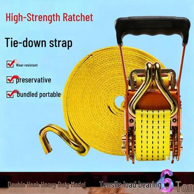 Industrial 6-Ton Ratchet Strap Tie-Down for Cargo Transport and Warehousing