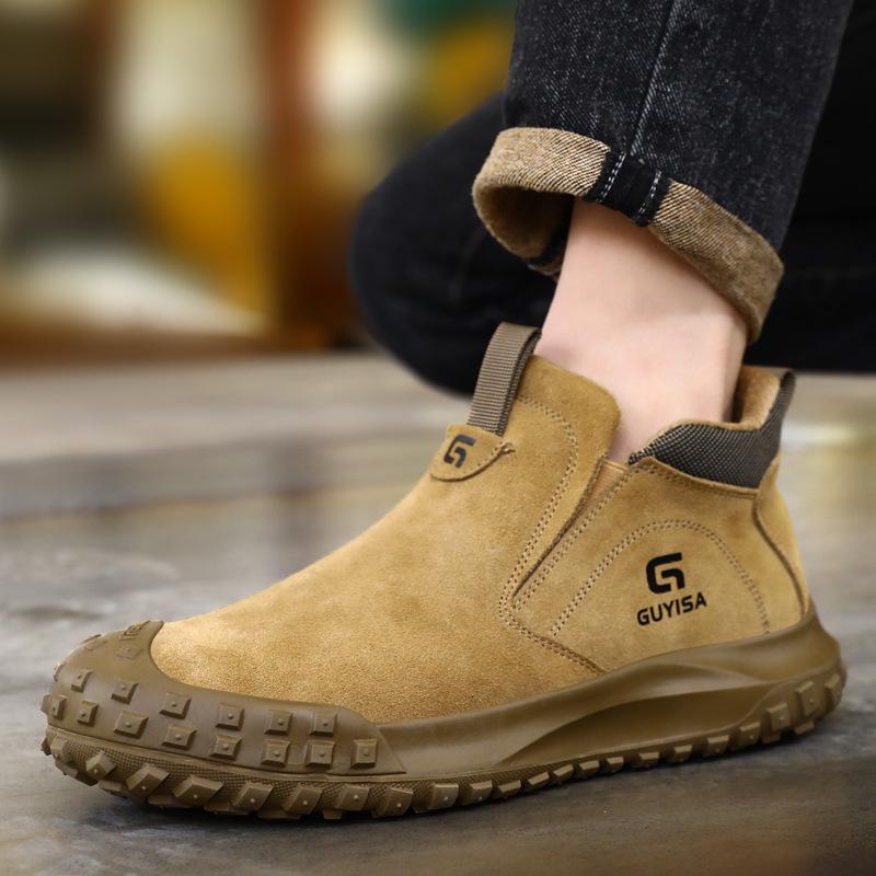 Men's Safety Shoes: Smash-Proof, Piercing-Resistant, Durable Suede, Anti-Scald, Anti-Spark, Comfortable Work Footwear.