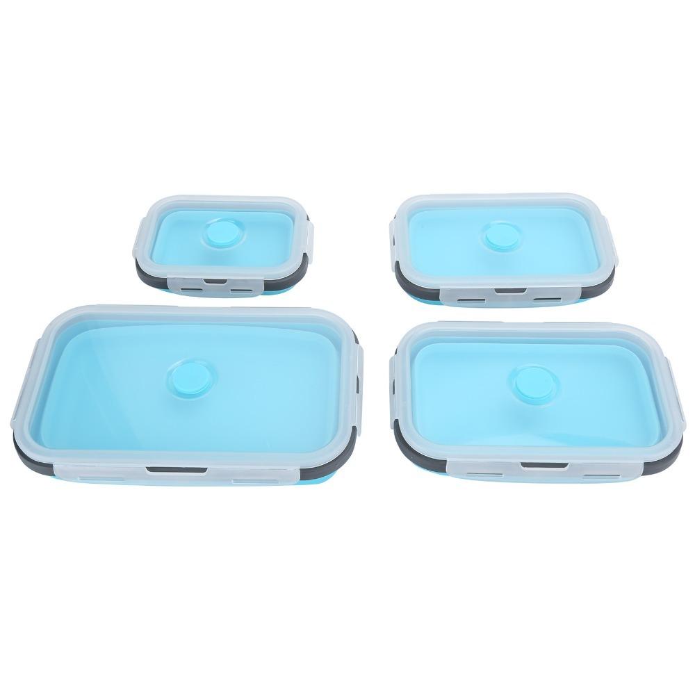 4 Stück Silikon faltbare Lunchbox stapelbares Design faltbare Snackschalen für Outdoor-Reisen