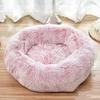 Dog Round Winter Warm Sleeping Bag Long Plush Soft Pet Bed Calming Bed
