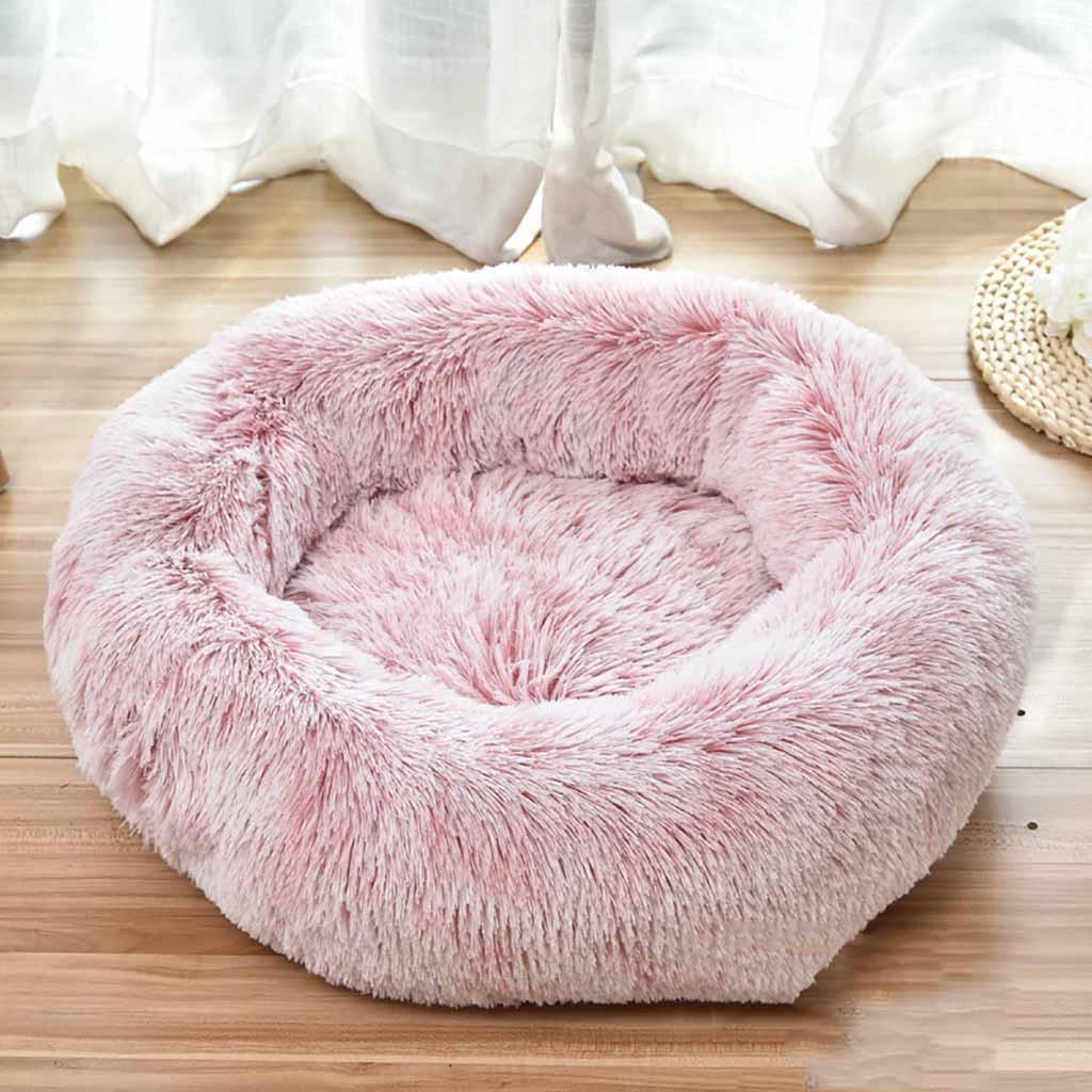 Dog Round Winter Warm Sleeping Bag Long Plush Soft Pet Bed Calming Bed
