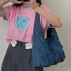 Vintage Argyle Tassel Denim Underarm Shoulder Bag for Women