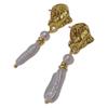 Lan Yun niche, natural baroque special-shaped pearl stud earrings exquisite temperament versatile French retro earrings female long