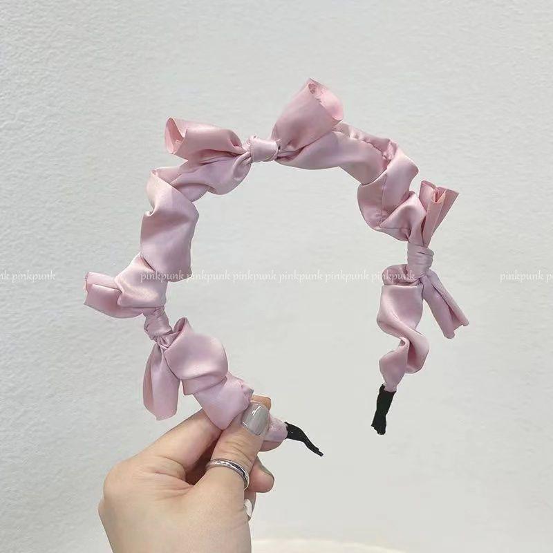 Korean version ins summer bow headband solid color sweet fabric headband wearing versatile hair accessories for women