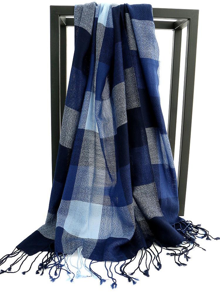 

Шерстяной мужской шарф в клетку, с бахромой, корейская версия осенне-зимнего теплого кашемирового шарфа 200 синий