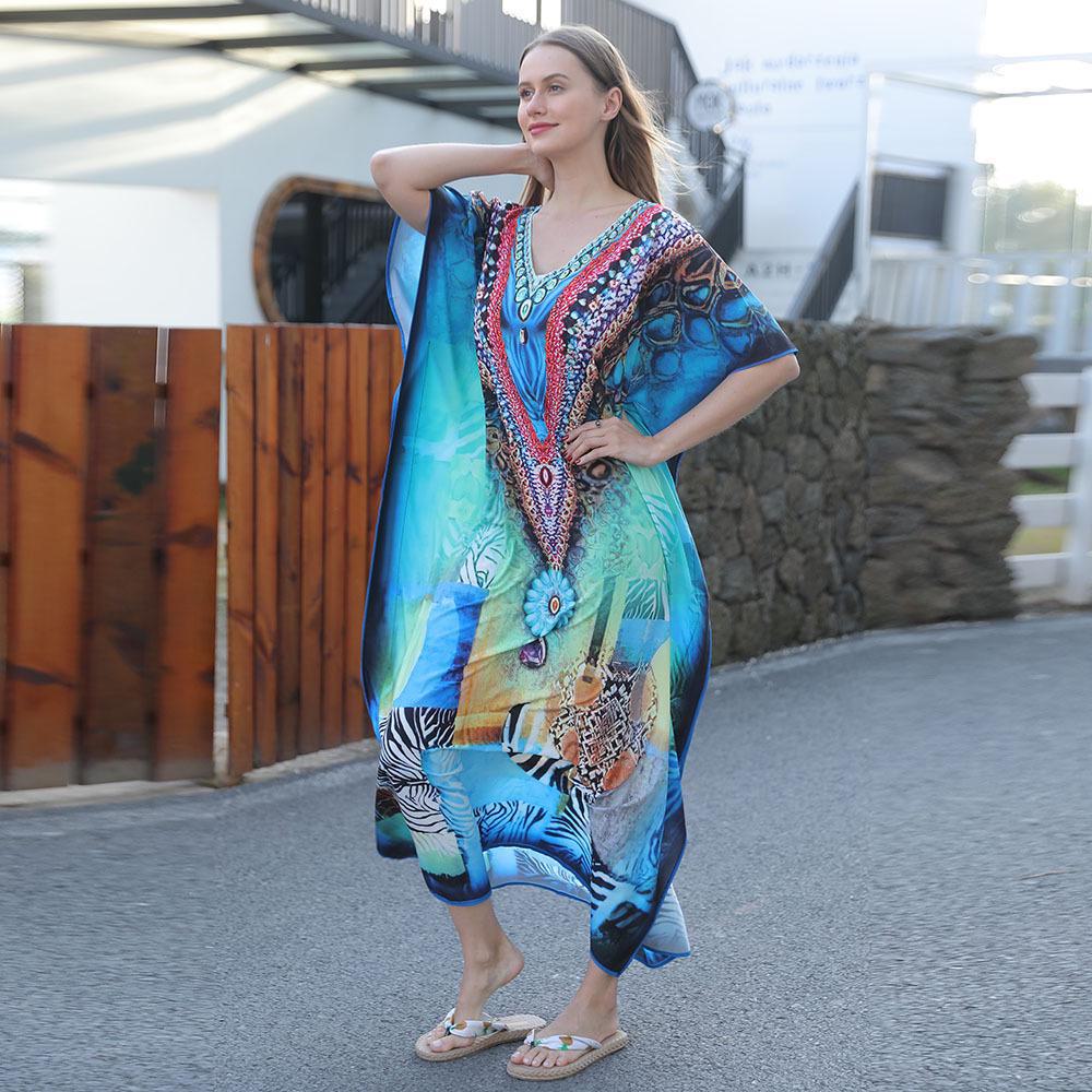 Rychleschnoucí plážová pokrývka s potiskem: Evropský a americký styl, ochrana před sluncem, volný sváteční župan pro plavky v bikinách