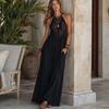 Pleated Skirt Women Women's Sheer Lace Halter Maxi Dress, Sleeveless Floral Off Shoulder Dress Patchwork A-line Long Summer Vacation Flowy Sundress