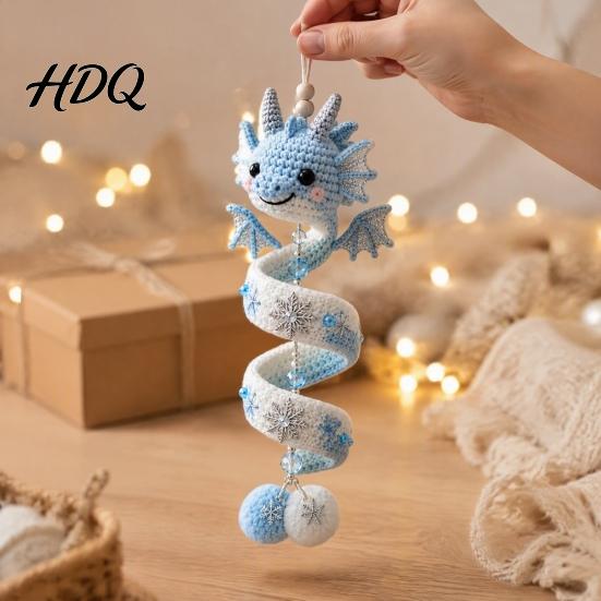 Handgefertigte Drachenskulptur DIY Spiral-Hängeornament-Set Einfache Montage Dekorative Kunsthandwerk Dekoration Handgefertigtes Häkelset für Zuhause Klassenzimmer