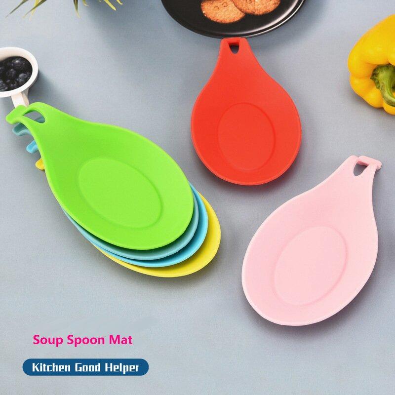 Soup Spoon Mat Kitchen Mat Silicone Insulated Dish Mat Spoon Tray Spoon Holder Heat Resistant Placemat