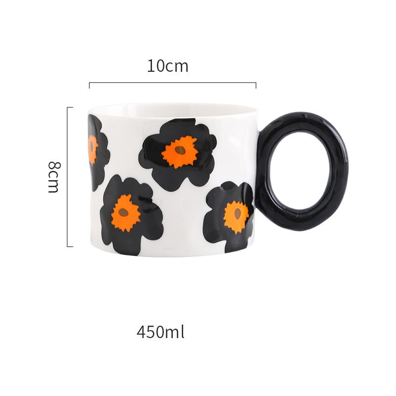 

450 мл фарфоровые чашки для кофе эспрессо креативные цветочные кружки для напитков пивные кружки керамическая ручка стакан для чая и воды офисная кухонная посуда 450ml