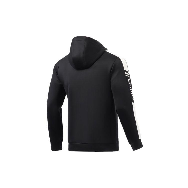 Li Ning Training Series Logo Print Color Block Zip-Up Hoodie Men Hoodies Black AWDR459-1