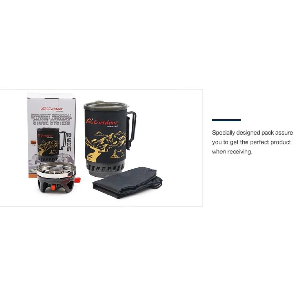 APG Portable 1400ml Cooking System Outdoor Hiking Camping Stove Heat Exchanger Pot Propane Gas Burners