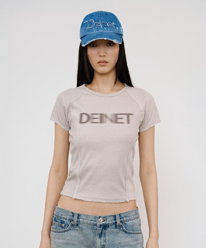 DEINET Pigment Logo T-Shirt In Beige