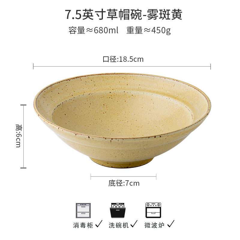 Retro Straw Hat Bowl 7.5 Inch Tall Hat Bowl Restaurant Japanese Ramen Bowl Ceramic Tableware Export no specifications