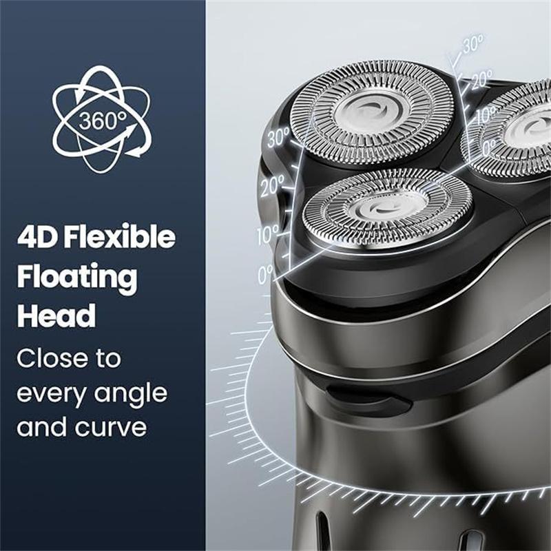 High-Quality USB Rechargeable Electric Shaver for Men Fully Waterproof Triple Blade System Digital Battery Indicator Multi-Function Shaver