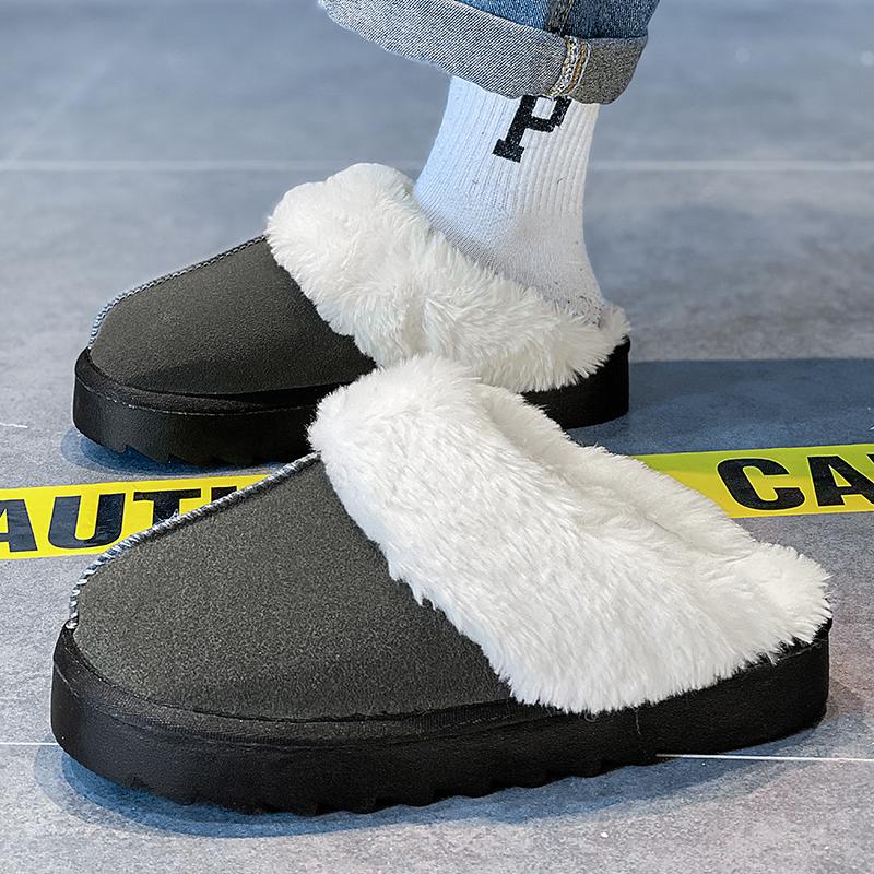Moda Inverno Leggere Tinta Unita Antiscivolo Resistenti all'Usura Velluto Calde Pantofole Casual Mezzo Supporto Cotone Pantofole 36-43