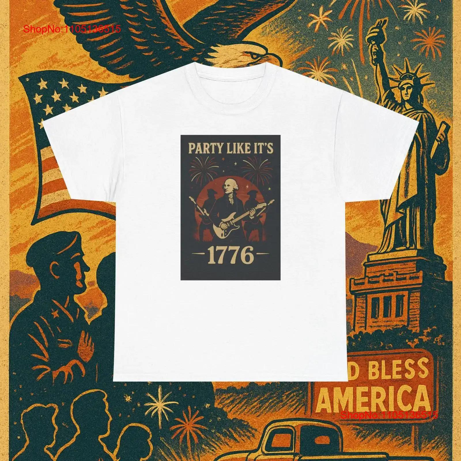 

Patriotic T Shirt Party Like It s 1776 for Independence Day vintage Washed Slightly Unisex homme Stretched Comfortable Casual 5XL різнокольоровий