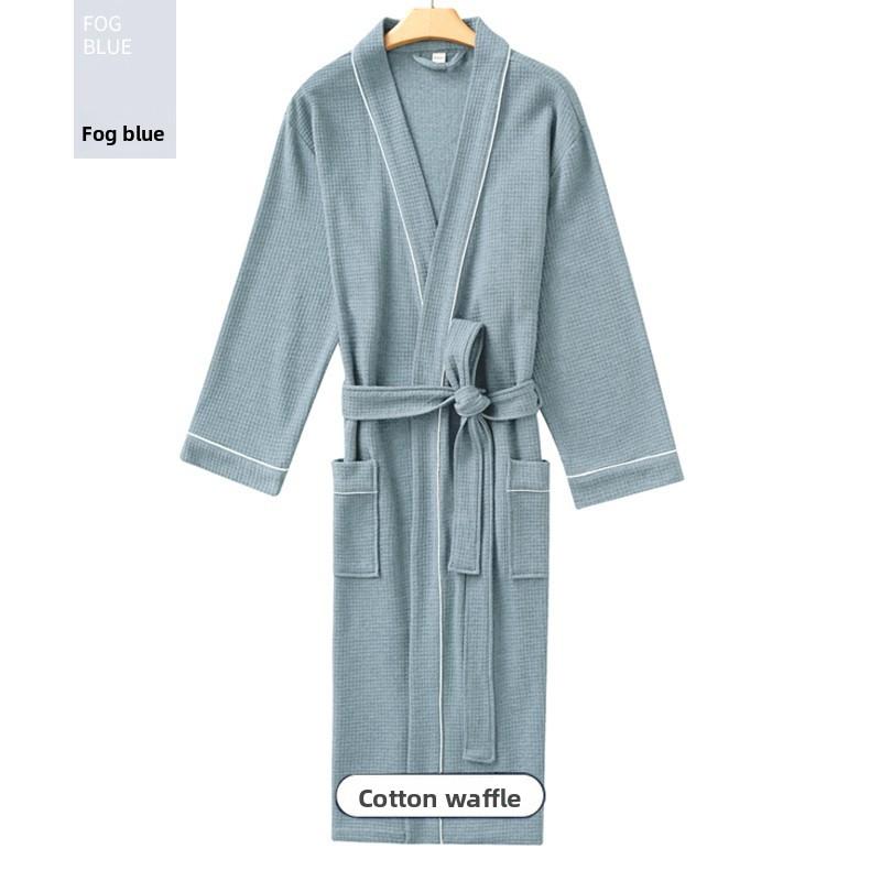 

GMXIA Женские халаты, Длинные летние хлопковые халаты, Тонкие пижамы для пар на весну и осень, Вафельные впитывающие халаты для мужчин XL