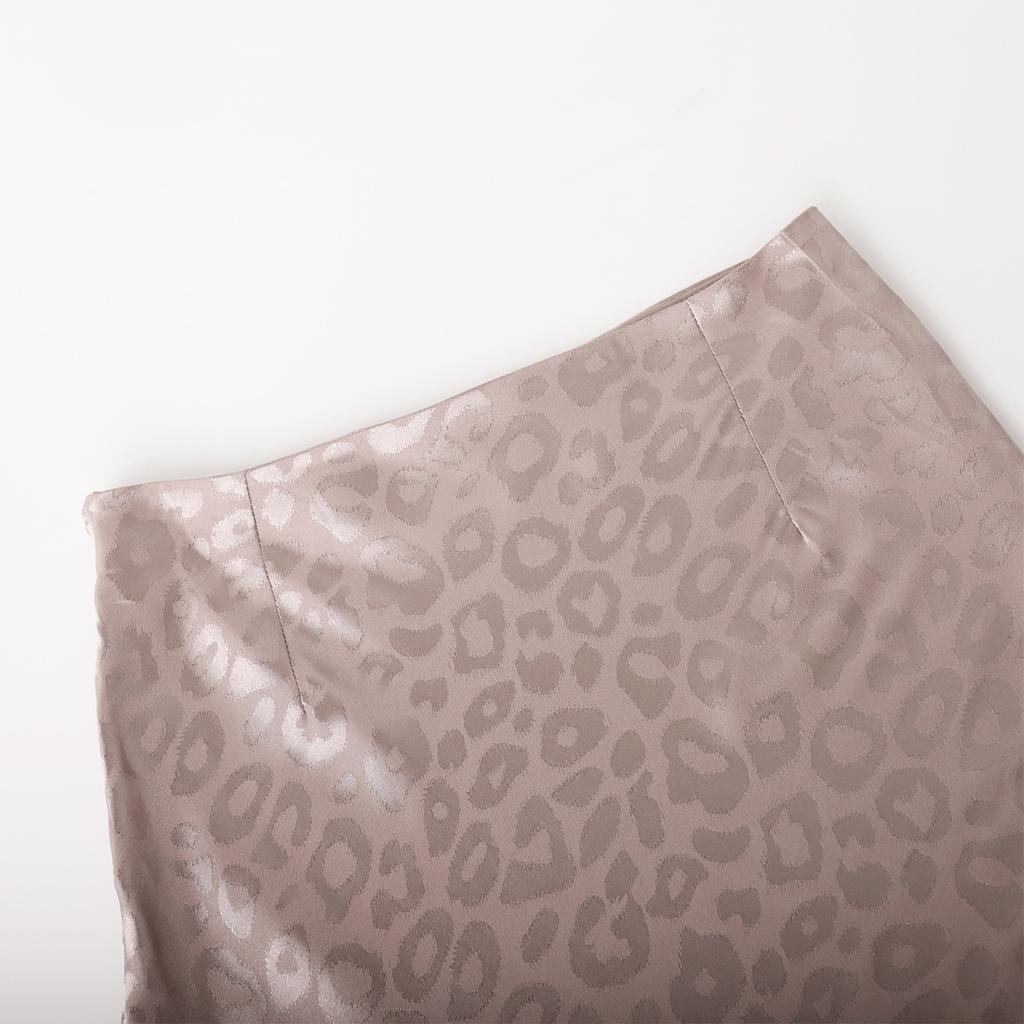 GMXIA Fusta cu jumătate de corp cu imprimeu leopard jacquard New Trend de vară Fusta lungă pe jumătate cu imprimeu leopard, jacquard