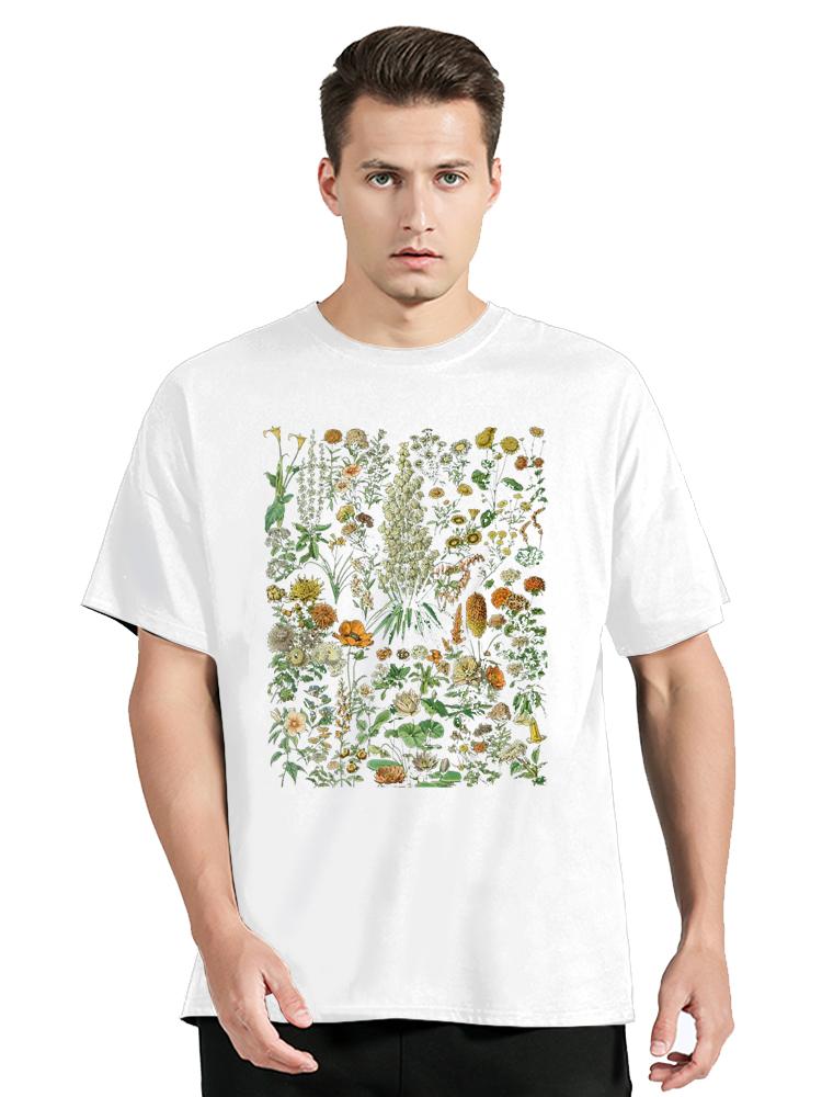 Vintage Inspired Flower Botanical Chart T-Shirt Unisex Tops Oversized Tees Fitness Cotton T Shi