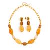Autumn And Winter Maillard Jewelry Necklace, Stainless Steel Oval Irregular Resin Symmetrical Earrings, Women'S Jewelry