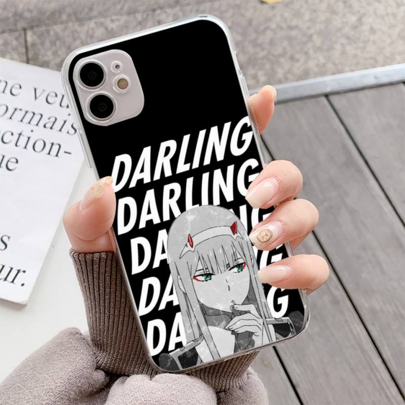 YNDFCNB Zero Two Darling In the FranXX Anime Hard Phone Case for Iphone 13 11 12 Pro XS MAX 8 7 6 6S Plus X 5S SE 2020 XR Fundas