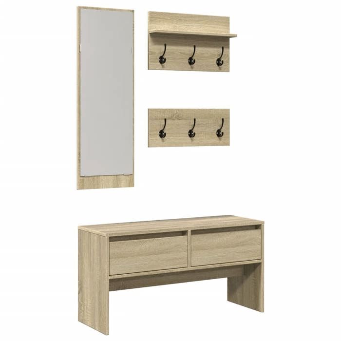 VidaXL Ensemble de meubles de couloir 4 pcs chêne sonoma, meuble de rangement de couloir, garde-robe du couloir, meuble de 847921