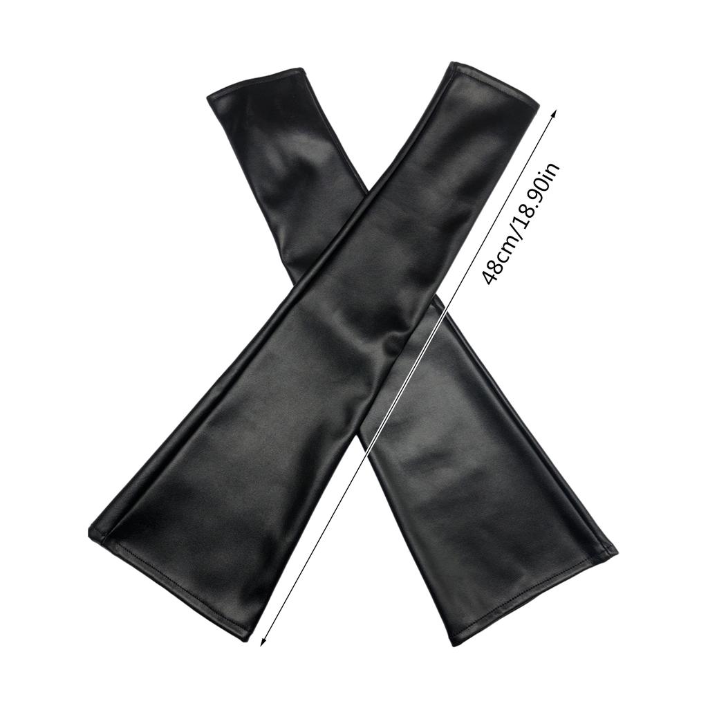 Opera Long Leathers Fingless Gloves for Women Costume Party PU Arm Warmer Autumn Winter Y2K Solid Arm Sleeve