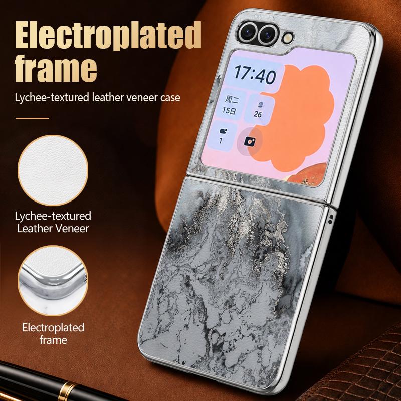 Colorful Marble Case For Samsung Z Fold 8 Ultra 7 6 5 Luxury Plating Leather Skin Hard Phone Cover For Galaxy Z Fold8 Fold7 Fold6