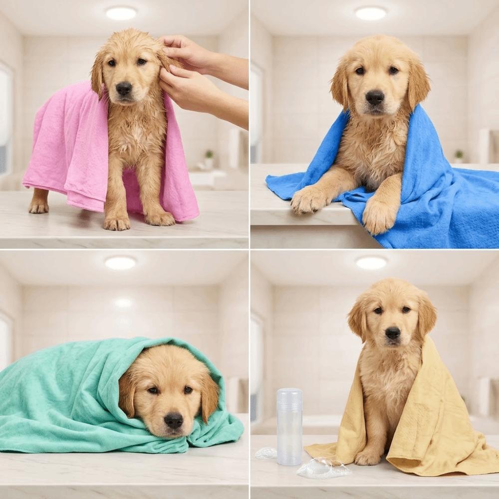 

Ultra Absorbent Pet Towel Deerskin Fabric Cat Drying Towel Absorbent Pet Towel Bath Time Use розовый