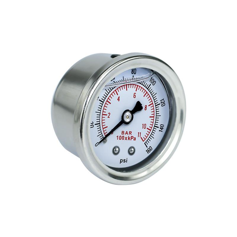 YOMI Fuel Pressure Gauge Liquid 0-160 Psi Oil Press Gauge Fuel Gauge White Face Universal 1/8 NPT YC100917