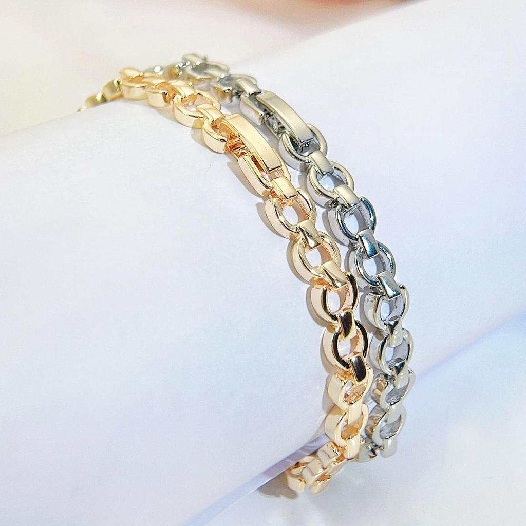 CMM High Quality Hollow Golden Silvery CZ Zirconia Tennis Bracelet Handmade Link Chain for Women
