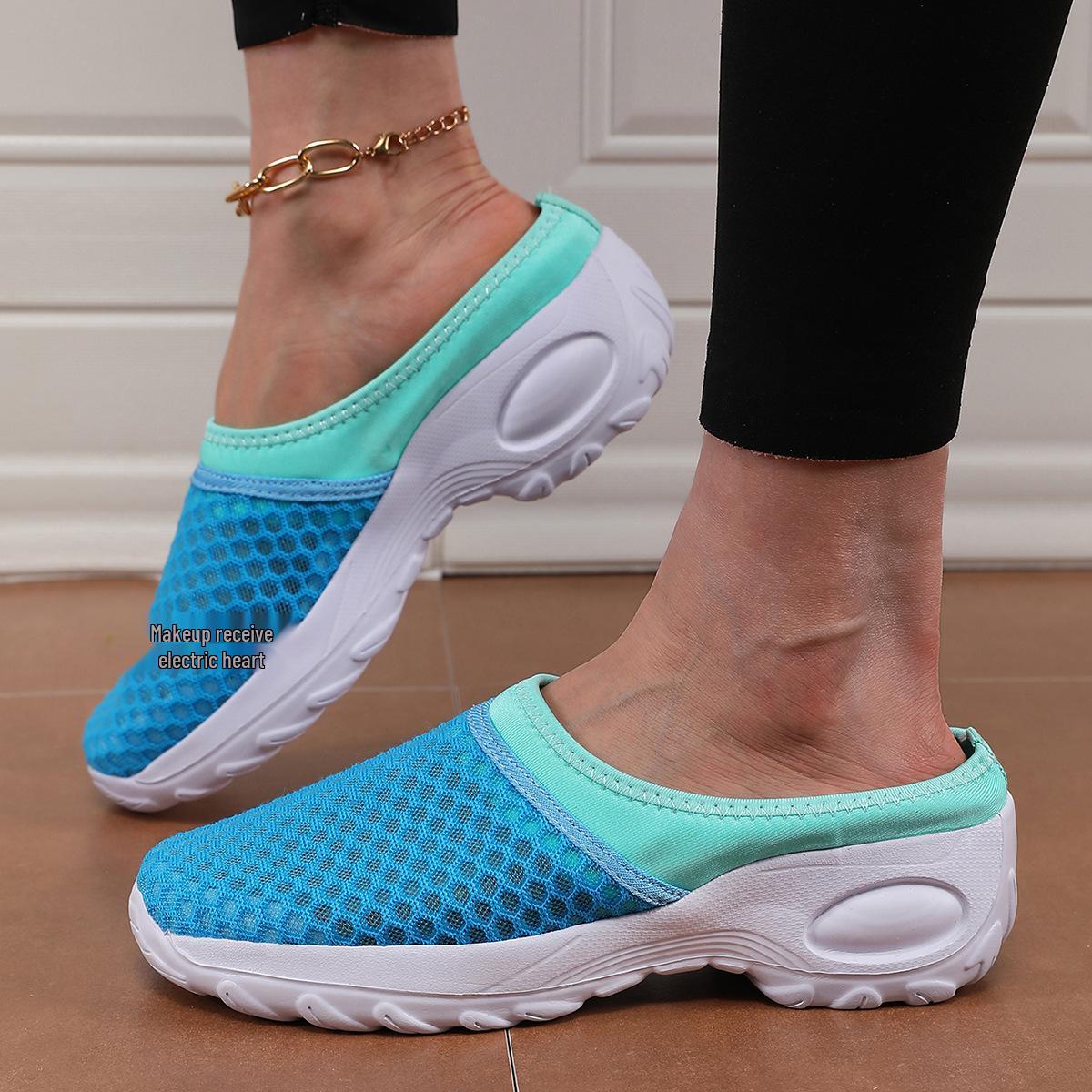 

Женские весенне-летние дышащие легкие полусапожки-сандалии из сетчатого материала Flyknit с эффектом увеличения роста и воздушной подушкой 41 небесно-голубой