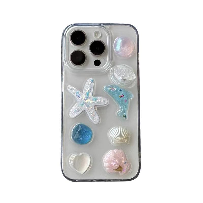 Handyhülle aus Perlmutterschale für IPhone17 Seestern für Apple 16promax Delphin 14 Liebe Transparent 13 Frauen