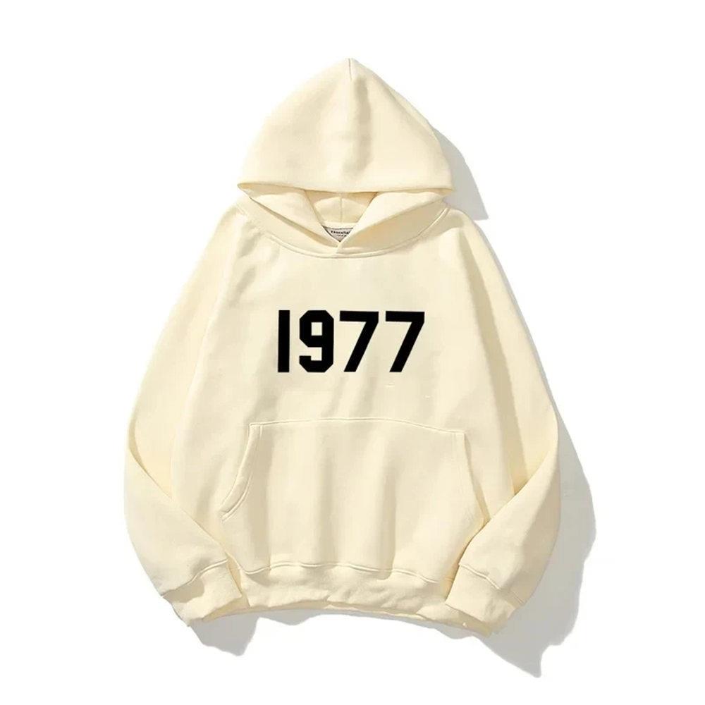 Digital 1977 Bedruckter Damen Fleece Hoodie Warmes Herren Sweatshirt Mode Streetwear Lässiger Lockerer Pullover