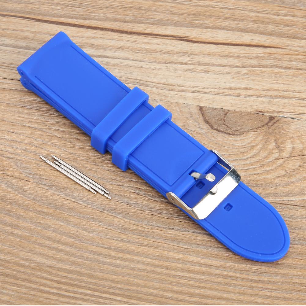 24mm Watch Band Silicone Pin Buckle Waterproof Sweat Proof Watch Strap