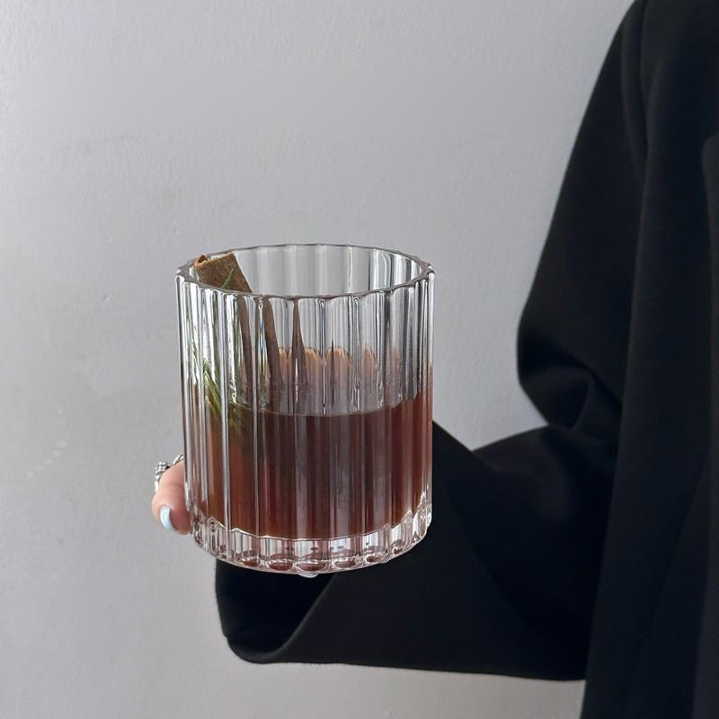 

320 мл Ретро Полосатый Прозрачный Стеклянный Стакан для Кофе Латте со Льдом Домашний Бокал для Вина Виски Пива Бар Отель Посуда для Напитков 1 шт. 320ml