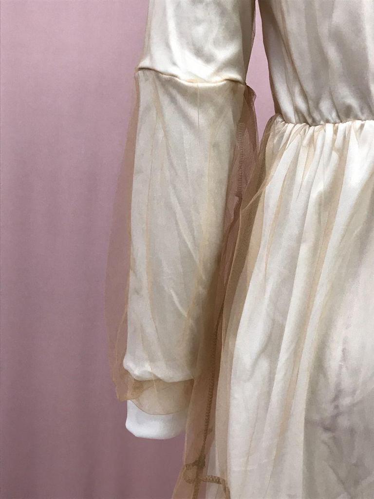 2025 Summer European & American Women's V-Neck Mesh Puff Sleeve See-through Maxi Dress