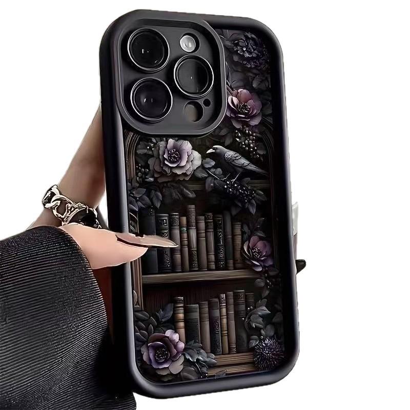 Retro Bücherregal Handyhülle für Apple iPhone 14/15 Pro, 16 Pro und 17 Pro Max