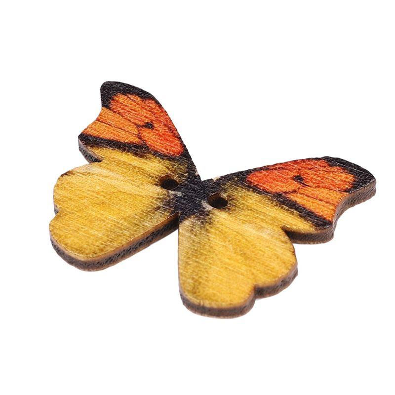 A84E-150Pcs 2 Holes Mixed Butterfly Wooden Button Sewing Scrapbooking DIY Craft