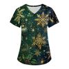 Women's Christmas Uniform V-Neck Short Sleeve Work Top for Caregiver