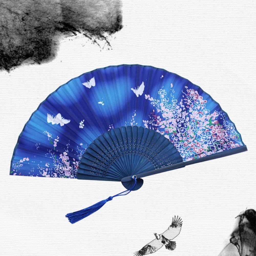 Fan Summer Gift Party Supplies Home Decoration Handle Hand Fan Silk Folding Fan Photo Prop Tool