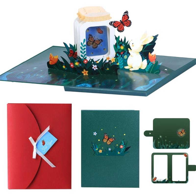 

Illuminated Paper Sculpture Greeting Card with LED Light Butterfly Holiday Card for Kid Adult Christmas Birthday Wedding 1