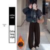 Women's Gray Cloud Scimitar Pants with Plus Velvet, Autumn/Winter 2025 - Woolen Wide-Leg, Drape, Relaxed Fit.